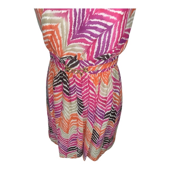 Trina Turk One Shoulder Dress - Pink, Orange, Brown 100% Silk - Picture 4 of 14